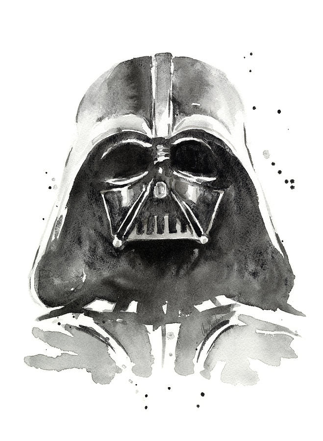 659x900 Darth Vader Watercolor Painting By Olga Shvartsur - Darth Vader Painting