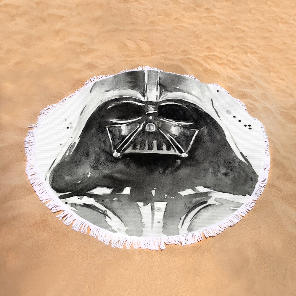 1000x1000 Darth Vader Watercolor Round Beach Towel For Sale By Olga Shvartsur - Darth Vader Watercolor Painting