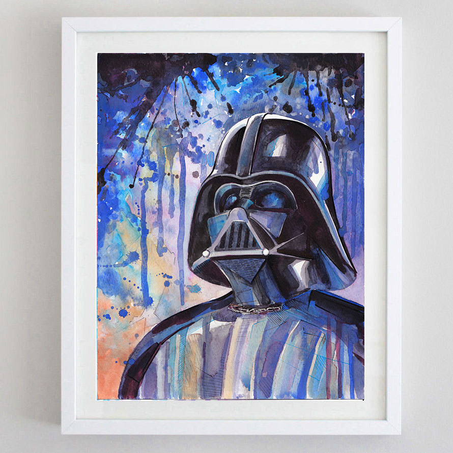 890x890 Star Wars Watercolor Print Darth Vader Watercolor Art Star - Darth Vader Watercolor Painting