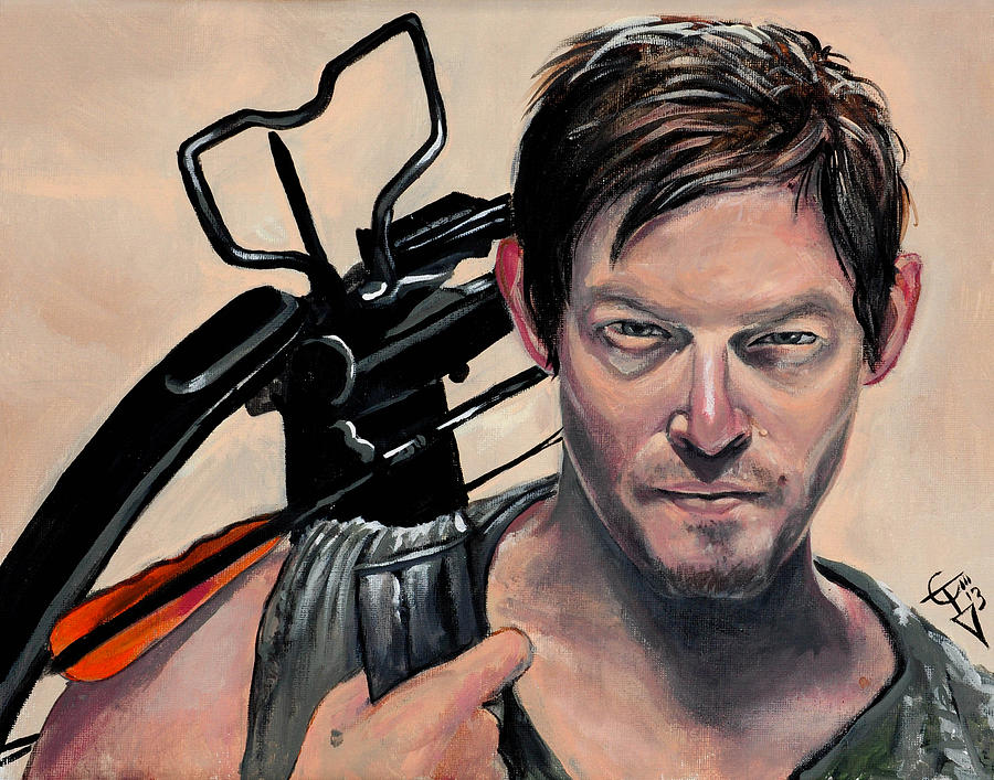 900x707 Daryl Dixon Painting By Tom Carlton - Daryl Dixon Painting