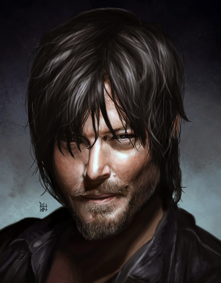 940x1203 Daryl Dixon By Nightway Fan Art 2d Cgsociety - Daryl Dixon Painting