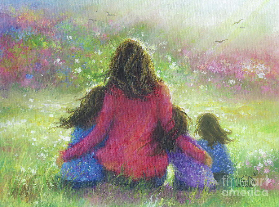 900x667 Mother Three Daughters Garden Painting By Vickie Wade - Daughters Painting