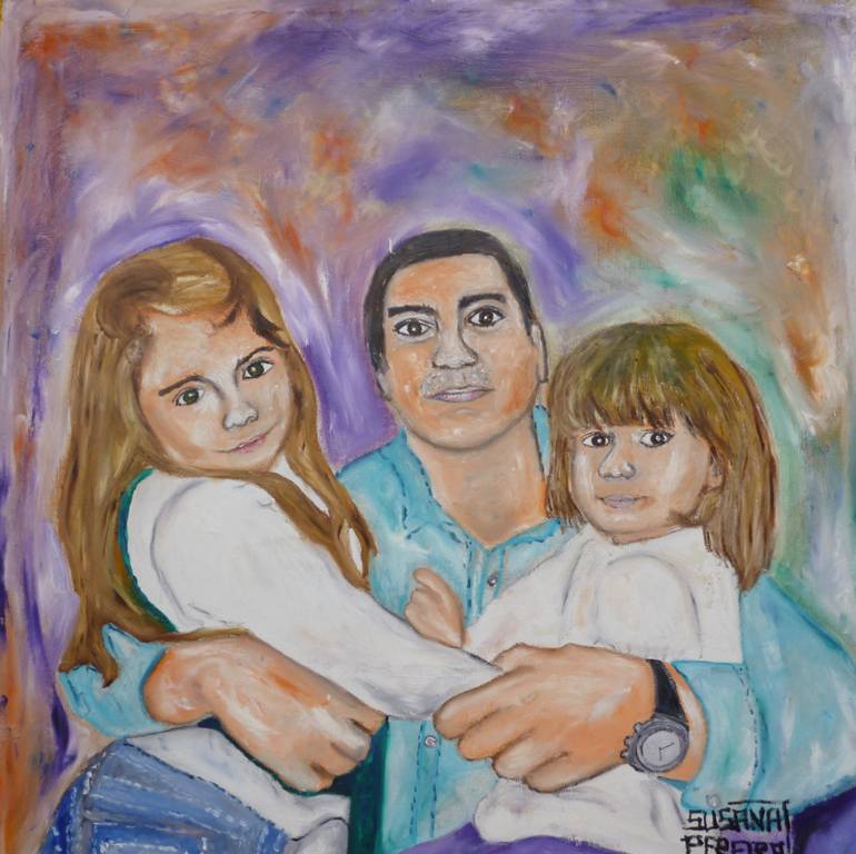 770x768 Saatchi Art Father Of Two Daughters Painting By Susana Pereira - Daughters Painting