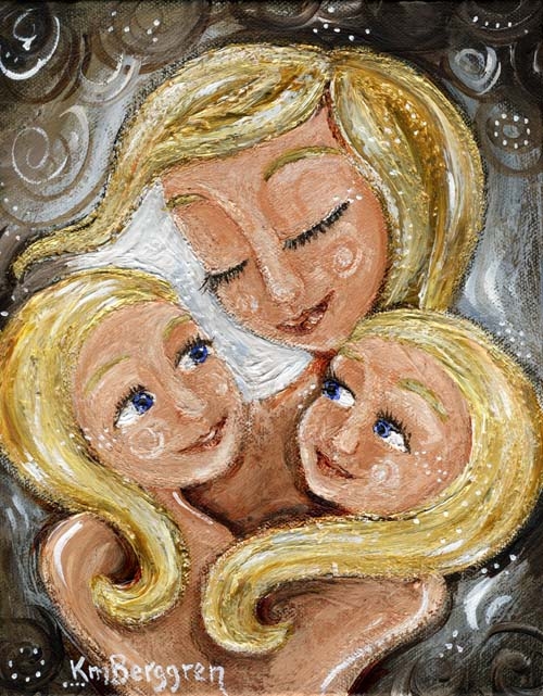 500x641 Archival Print, Mother Child, Daughters, Siblings, Sister, Gold - Daughters Painting
