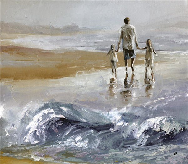 600x522 Paintings By Victor Bauer Fathers Day Painting - Daughters Painting