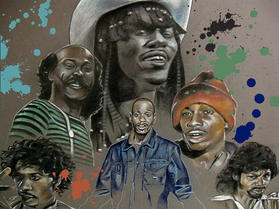 900x675 The Many Faces Of Dave Chappelle Drawing By Jason Vanderhoff - Dave Chappelle Painting