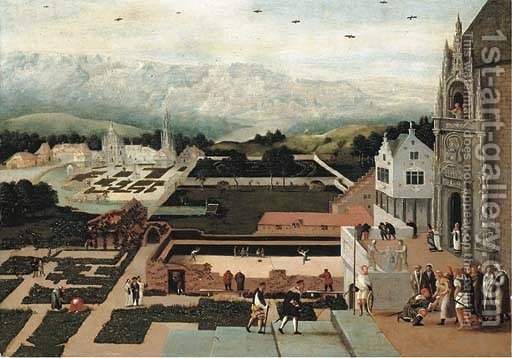 512x358 The Grounds Of A Renaissance Palace With Episodes From The Story - David And Bathsheba Painting