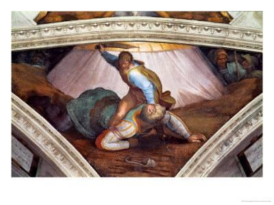 400x300 The Sistine Chapel Ceiling Frescos After Restoration David - David And Goliath Michelangelo Painting