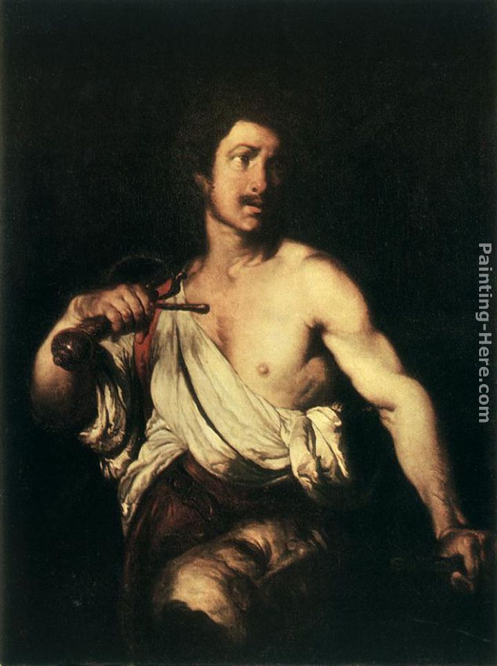720x966 Bernardo Strozzi David With The Head Of Goliath Painting Anysize - David And Goliath Painting