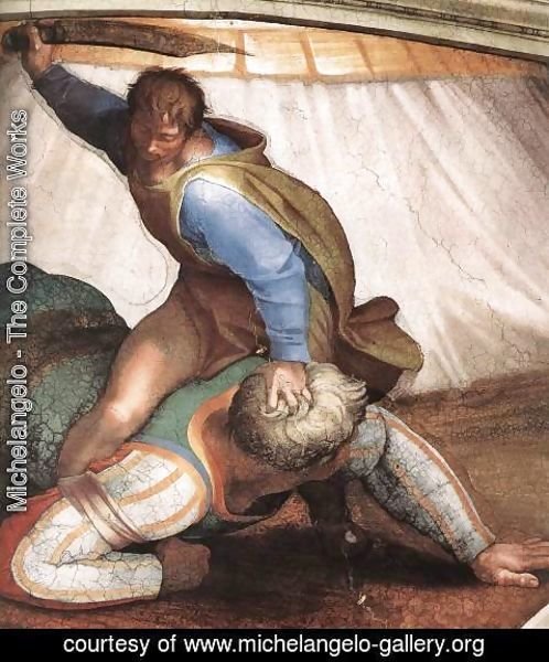 498x600 Michelangelo - David And Goliath Painting By Michelangelo