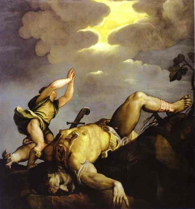 631x676 David And Goliath Titian 1542 - David And Goliath Painting Michelangelo