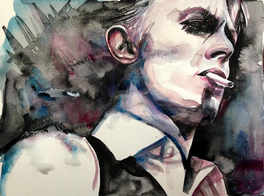 900x670 David Bowie Painting By Charlotte Wehning - David Bowie Painting