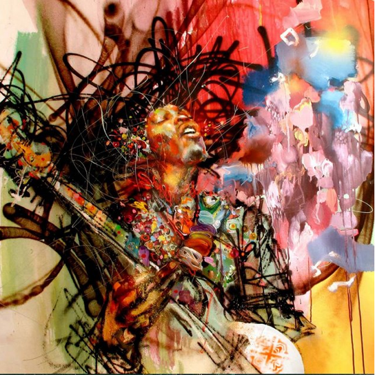 544x544 Jimi Hendrix By David Choe (2 Pics) - David Choe Painting
