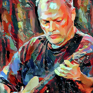 300x300 David With His Guitar Digital Art By Yury Malkov - David Gilmour Painting