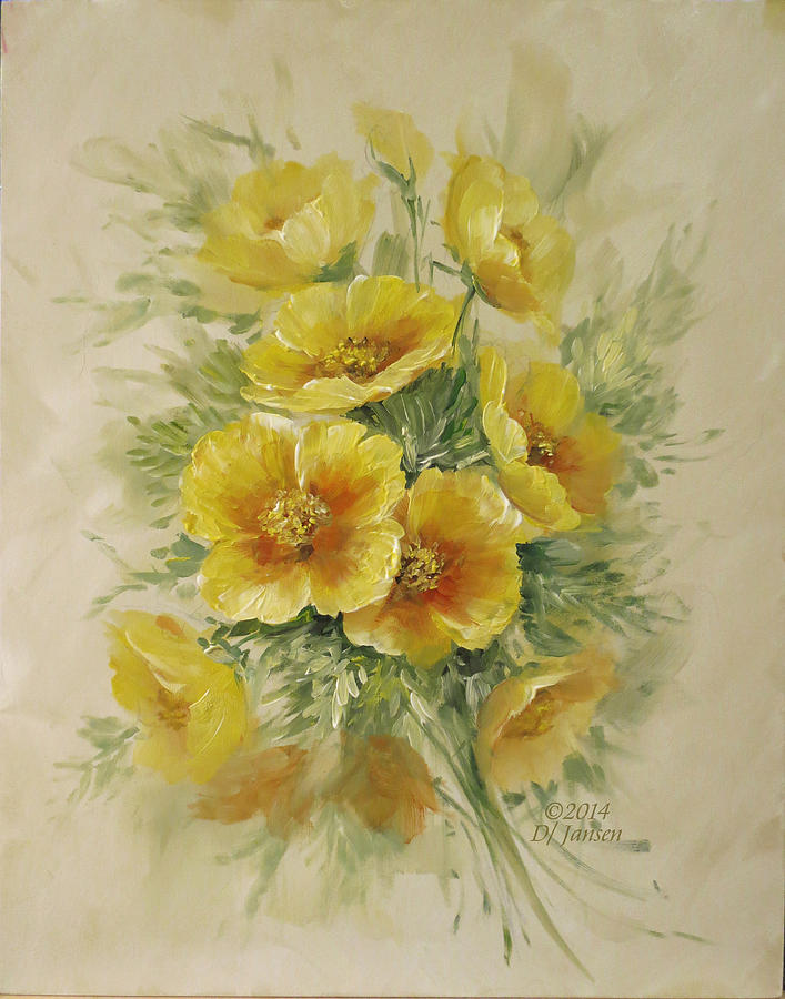 707x900 Golden Poppies Painting By David Jansen - David Jansen Painting
