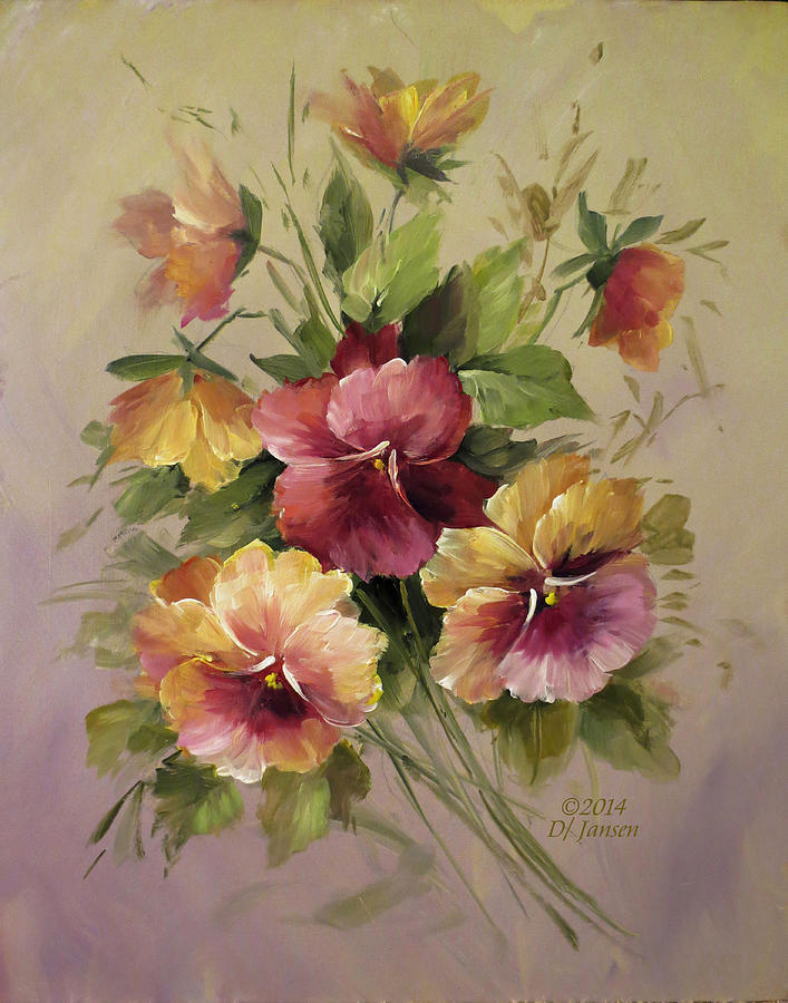 707x900 Pansies Painting By David Jansen - David Jansen Painting