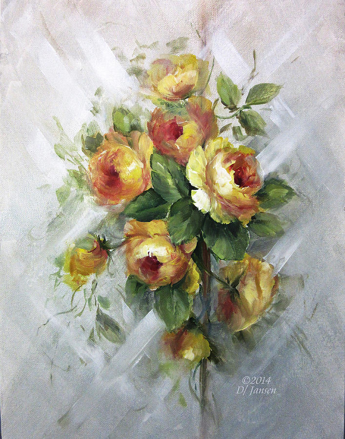 707x900 Yellow Roses Painting By David Jansen - David Jansen Painting