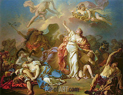 400x309 Apollo And Diana Attacking The Children Of Niobe Jacques Louis - David Painting
