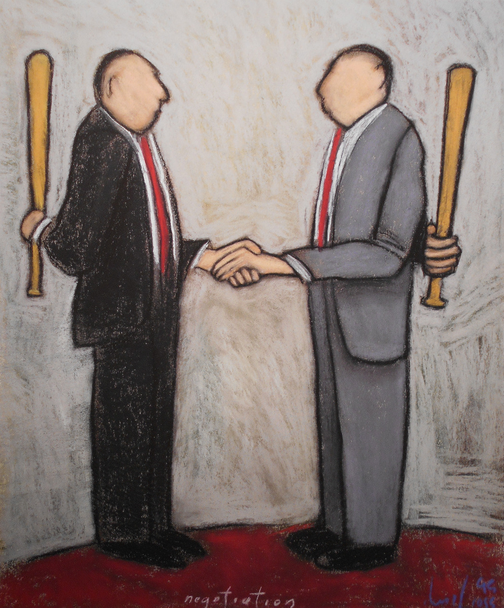 995x1200 Satire Pastel Paintings Negotiation By David Ross - David Ross Painting