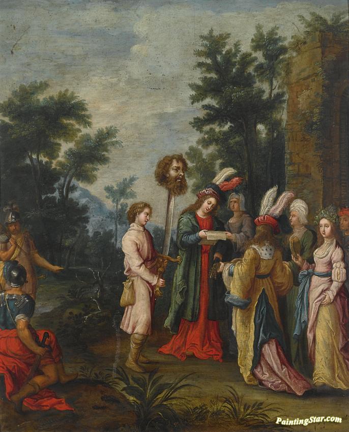 686x850 David With The Head Of Goliath Artwork By Frans Francken Ii Oil - David Vs Goliath Painting