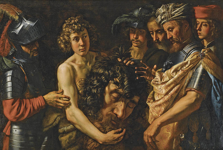 900x608 David With The Head Of Goliath Painting By Theodor Van Loon - David Vs Goliath Painting