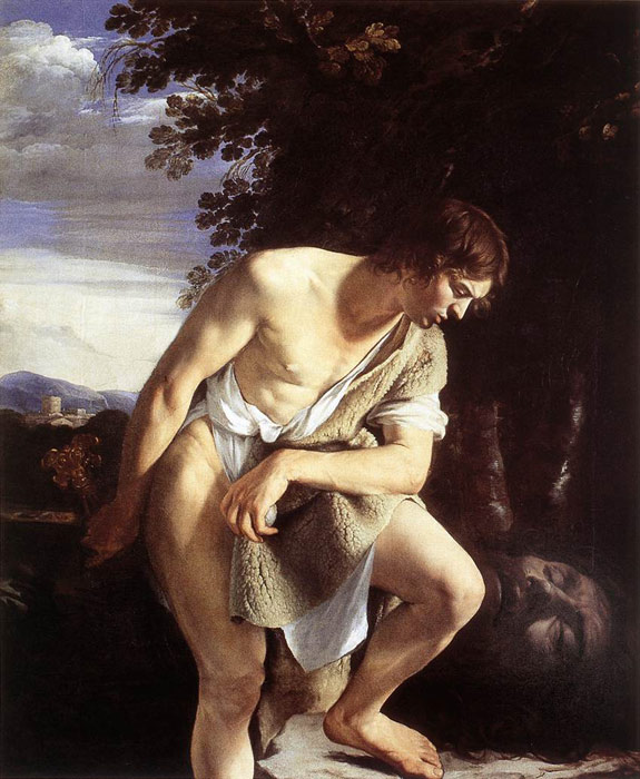 575x700 David Contemplating The Head Of Goliath, 1610 - David With The Head Of Goliath Painting