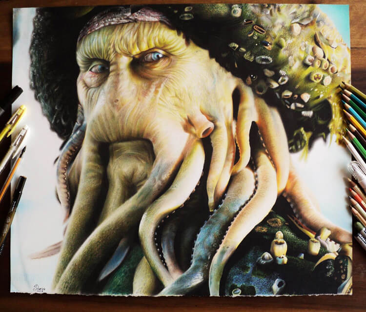 750x640 Davy Jones Color Drawing By Guilherme Silveira No. 2169 - Davy Jones Painting