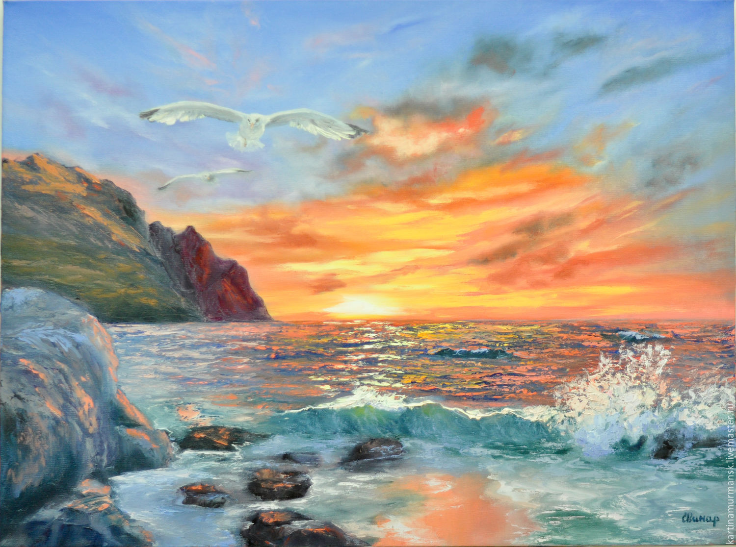 1500x1116 Oil Painting Seascape Sunset 5070 From Dusk Till Dawn Shop - Dawn Painting