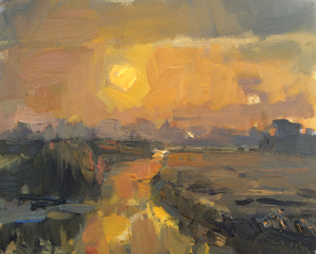 650x522 Painting Dawn Yellow Sun Roos Schuring - Dawn Painting