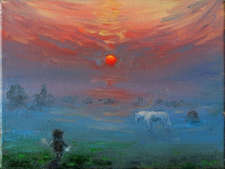 770x578 Saatchi Art Hedgehog And Dawn Painting By Alexandr Zhuravliov - Dawn Painting