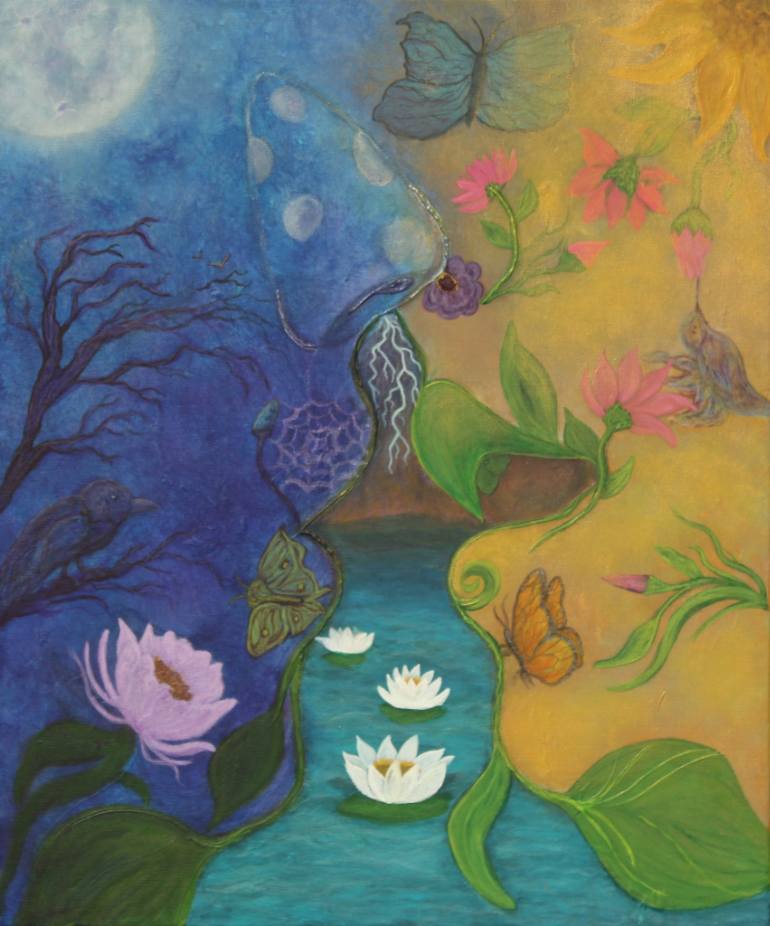 770x926 Saatchi Art Lovers Day And Night Painting By Krystal Gray - Day And Night Painting