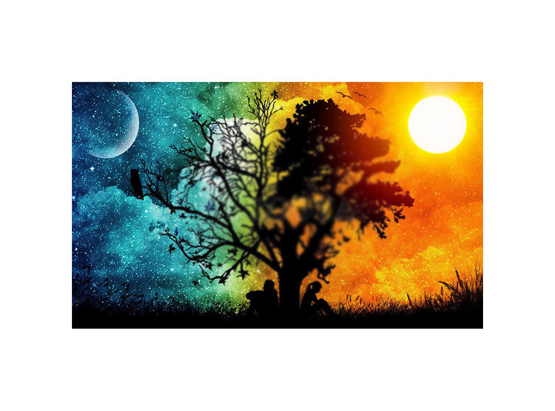 1080x800 Day To Night Diamond Painting Embroidery Kit 5d Diamond Embroidery - Day And Night Painting