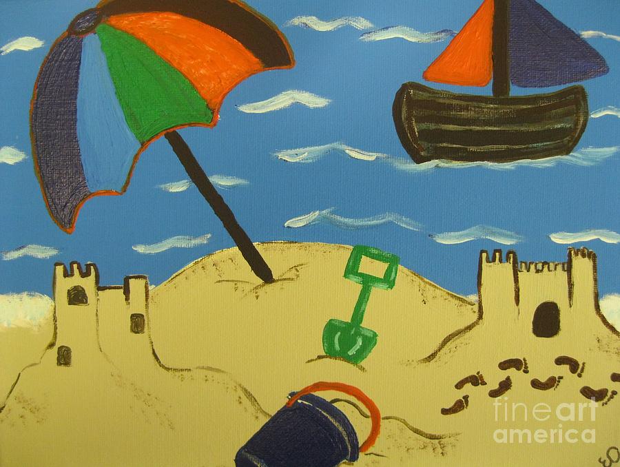 900x678 A Day At The Beach Painting By Eva Dunham - Day At The Beach Painting