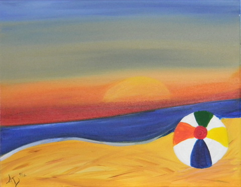 480x373 July 26 Day At The Beach - Day At The Beach Painting