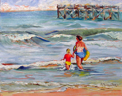 400x316 Paint Charleston Daily Cool Waves, Hot Day A Beach Painting By - Day At The Beach Painting