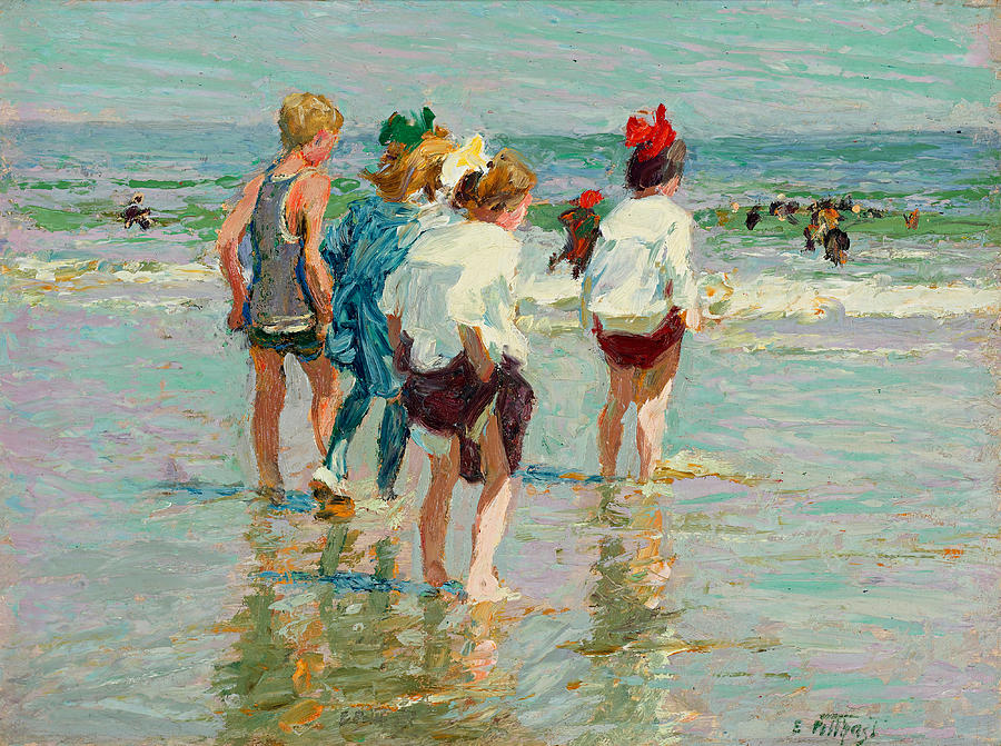 900x671 Summer Day Brighton Beach Painting By Edward Henry Potthast - Day At The Beach Painting