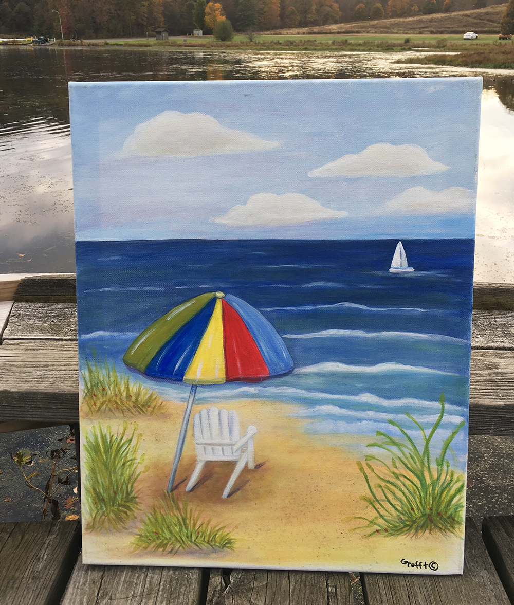 1000x1177 A Day - Day At The Beach Painting