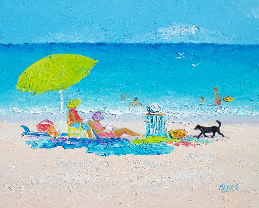 900x725 Beach Painting - Day At The Beach Painting