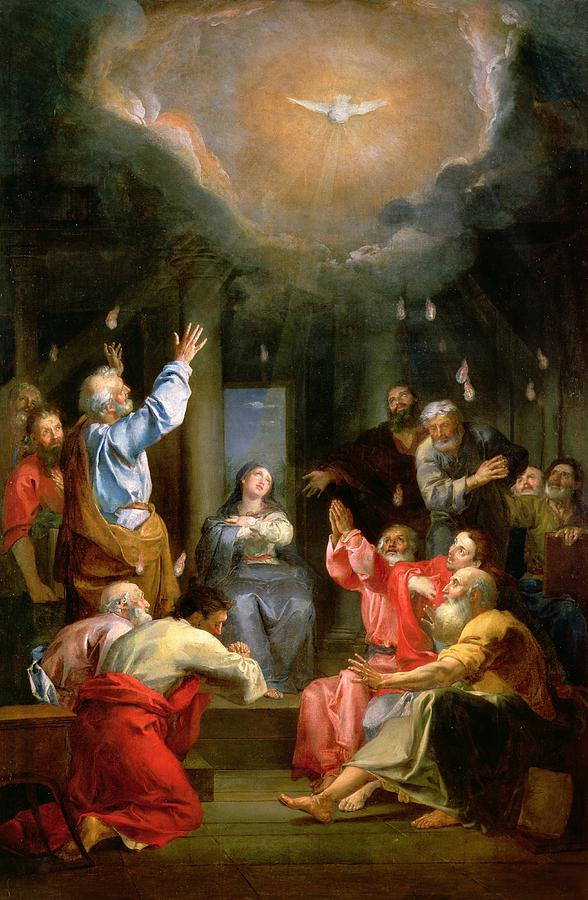 588x900 The Pentecost Painting By Louis Galloche - Day Of Pentecost Painting