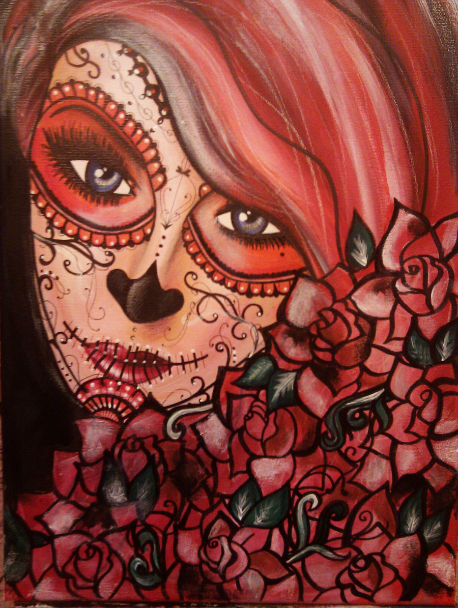 900x1195 Day Of The Dead Girl By Elizadrew - Day Of The Dead Girl Painting