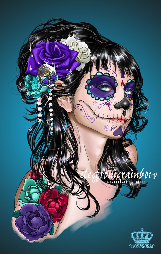 650x1022 Day Of The Dead By Electronicrainbow - Day Of The Dead Girl Painting
