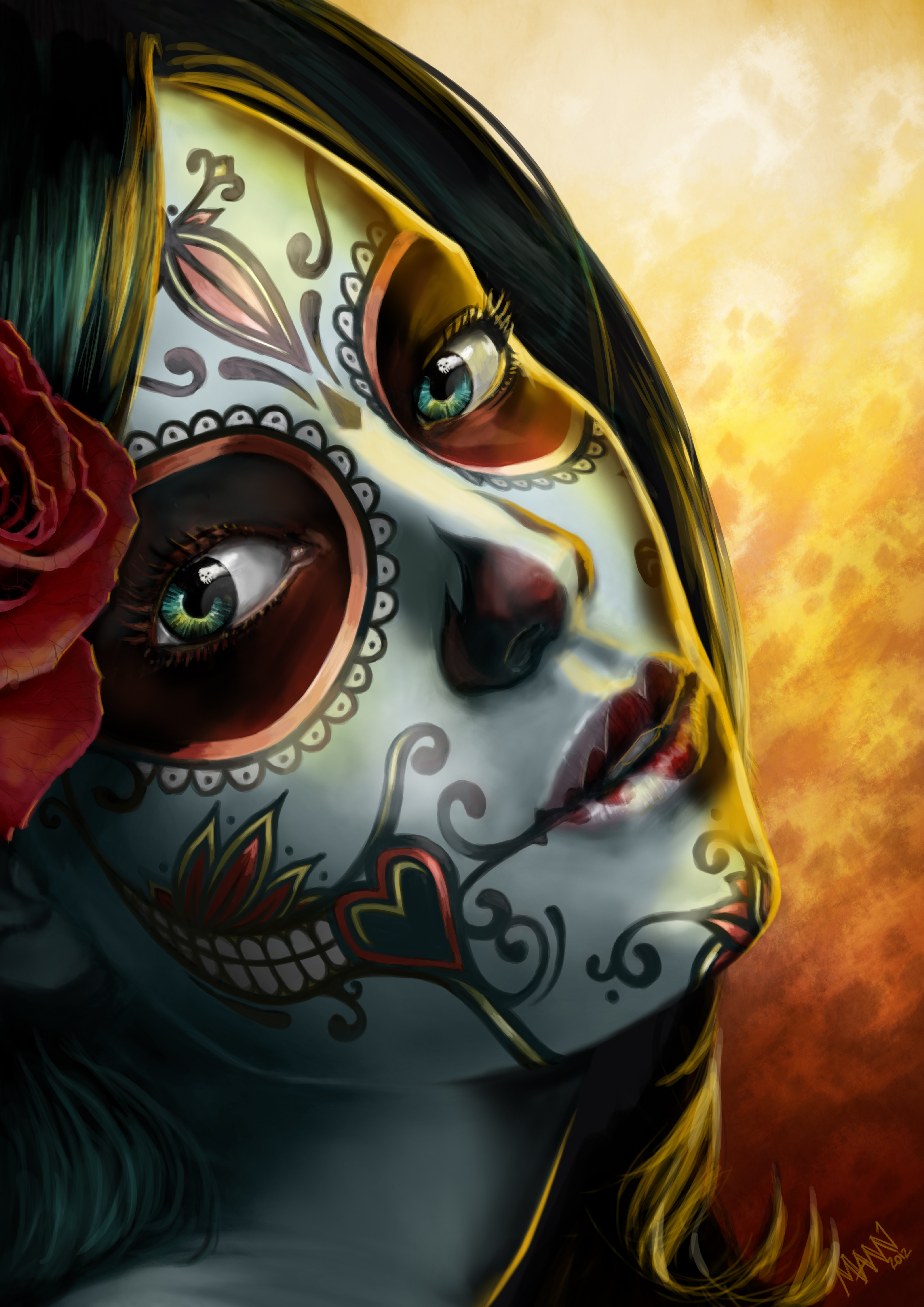 4134x5846 Day Of The Dead By Lawrencemann - Day Of The Dead Girl Painting