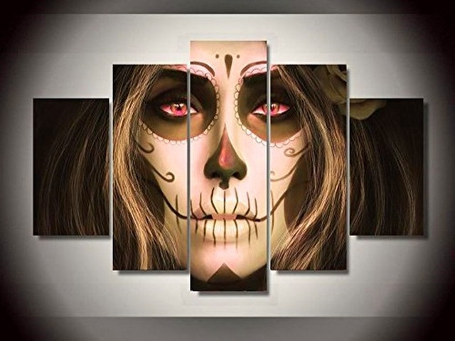 640x480 2017 Jie Do Art 5pcsset Canvas Print Tattoo Flash Day Of The Dead - Day Of The Dead Girl Painting