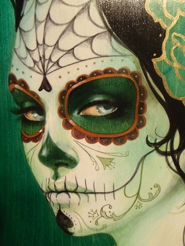 375x499 Art, Chicana, Day Of The Dead, Dia De Los Muertos, Mexican Skull - Day Of The Dead Girl Painting