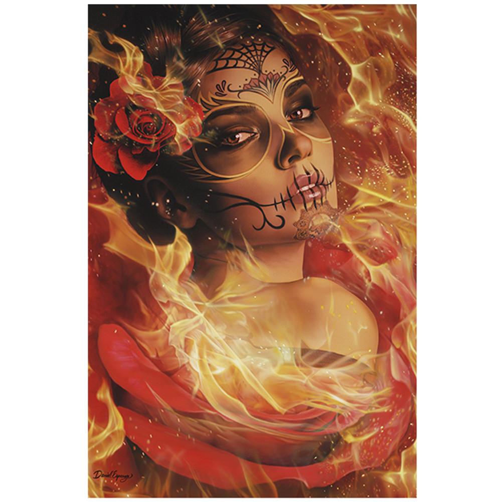 1001x1001 Burning Desire Fine Art Print By Daniel Esparza Inkspiredshop - Day Of The Dead Girl Painting