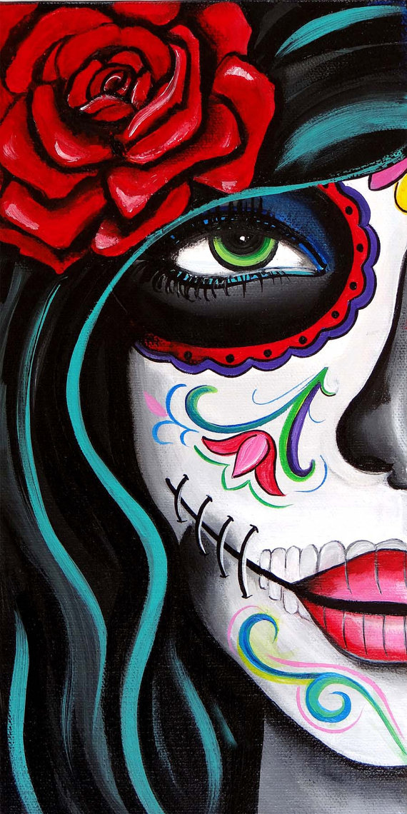 570x1140 Green Eyes, Day Of The Dead Art By Melody Smith - Day Of The Dead Painting