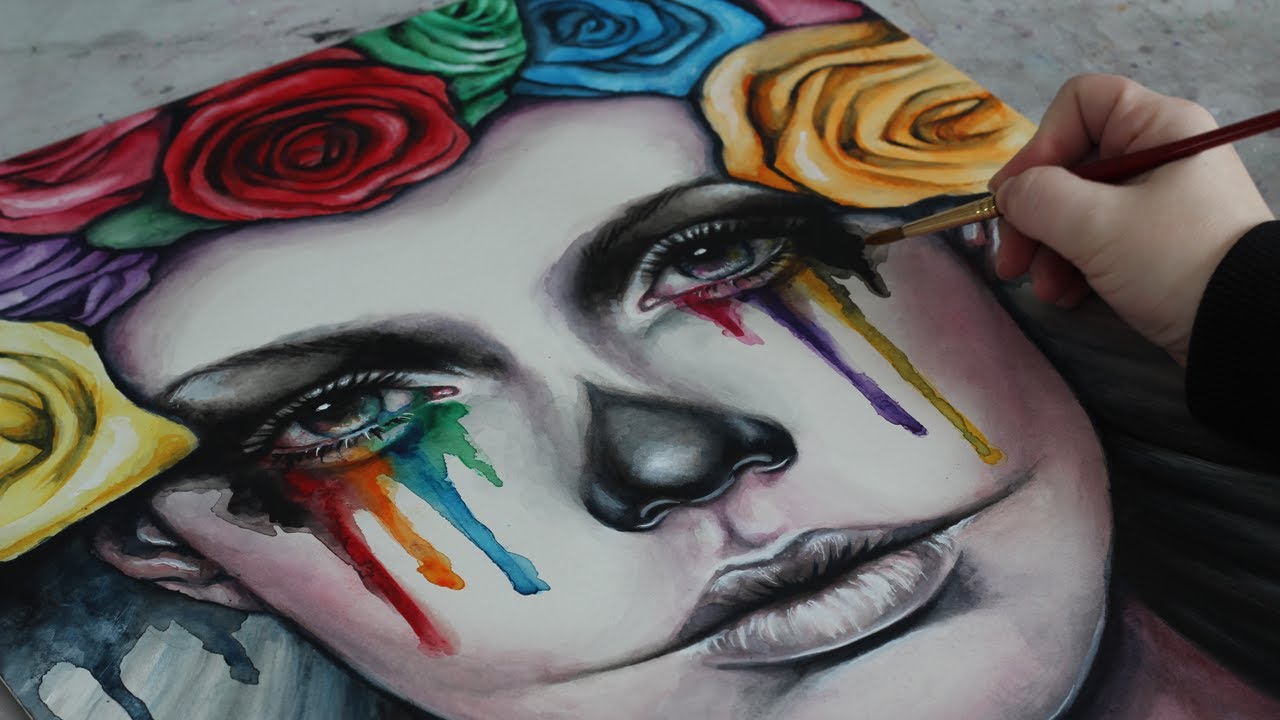 1280x720 Speed Painting Day Of The Dead Dia De Los Muertos Portrait - Day Of The Dead Painting