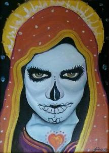 215x300 Day Of The Dead A3 Print From Original Oil Painting Folk Only - Day Of The Dead Painting