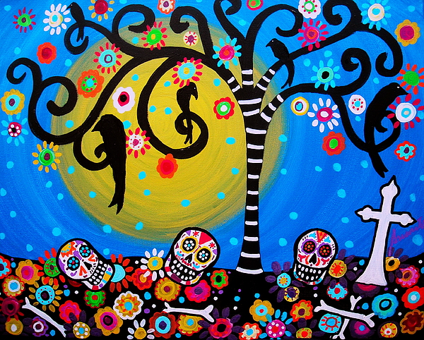 600x482 Day Of The Dead Painting By Pristine Cartera Turkus - Day Of The Dead Painting