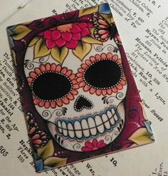 236x247 Frida Sugar Skull Up Close And Off Center Paintings - Day Of The Dead Skull Painting